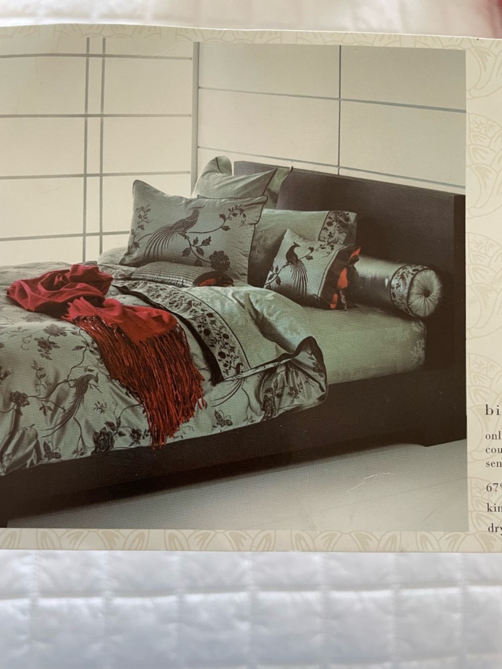 Natori Sage Green Floral Jacquard King Duvet Set